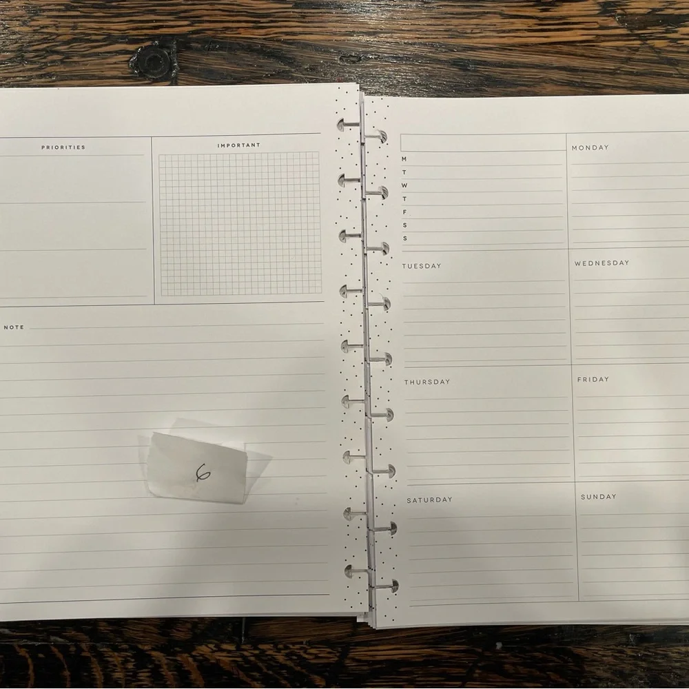 The Happy Planner Colorful Wave Calendar -mix of pages, rings, monthly dividers.